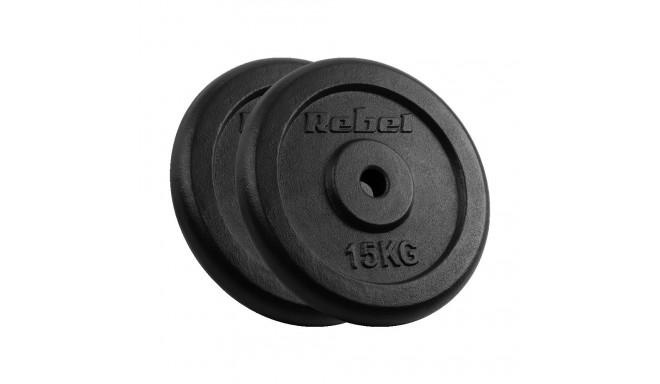 Zestaw obciążeń żeliwnych 2x15kg, otwór 31mm, talerz klasyczny, REBEL ACTIVE