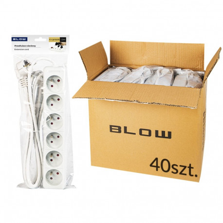 98-520# võrgu pikendusjuhe pr-670p 6-pesaga maandusega 1,5m valge 3x1,5m (40 tk.)