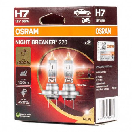 Osram H7 12V 55W PX26d Night Breaker +220% halogeenpirnid 2 tk