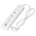 Przedłużacz z 3 gniazdami Schuko z uziemieniem i wyłącznikiem 2xUSB, Tuya Smart Wi-Fi, biały