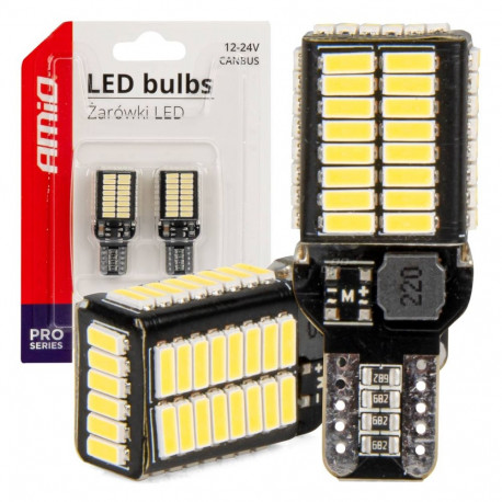 led canbus pro seeria t15e w16w 54x4014 smd valge 12v 24v amio-03724 pirnid