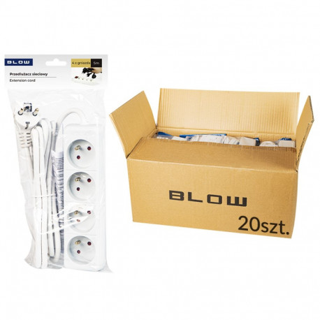 98-516# võrgupikendus pr-470p 4-pesaga maandusega 5m valge 3x1,5mm (20 tk.)