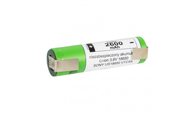 85-598# Akumulator 18650 li-ion 2szt 2600mah blaszki 3,6v sony/murata + box (2 tk.)