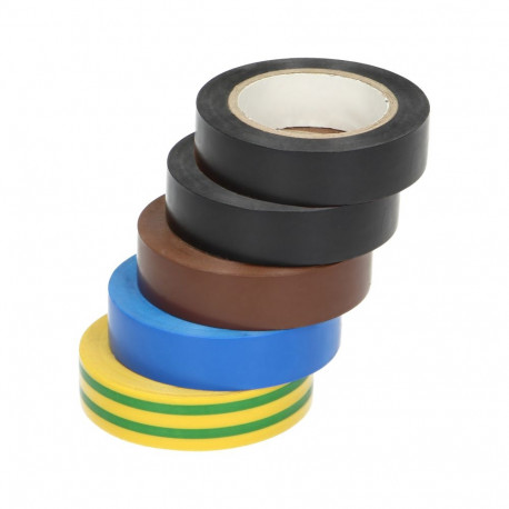 5-osaline teipide komplekt 15mm 10m, 2×must, pruun, sinine, kollakasroheline
