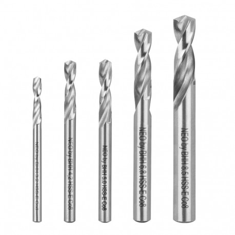Wiertła specjalistyczne do rozwiercania zapieczonych śrub, HSS-E Co8, 3.2-8.5 mm, krótkie, kpl.5szt.