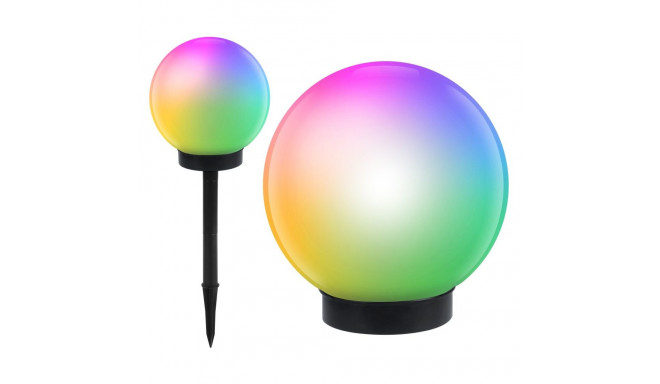 Solarna lampa wolnostojąca ogrodowa GreenBlue, kula, 15x15x48cm, kolorowy LED RGB, GB122