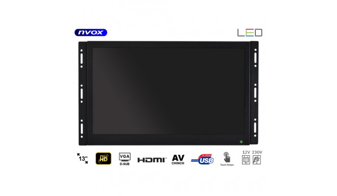 Monitor dotykowy ips open frame led 13cali full hd vga hdmi usb av 12v 230v