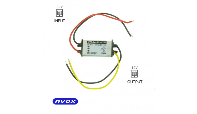 Przetwornica reduktor napięcia z 24V na 12V o mocy 60W... (NVOX MANOSTAT 5A)