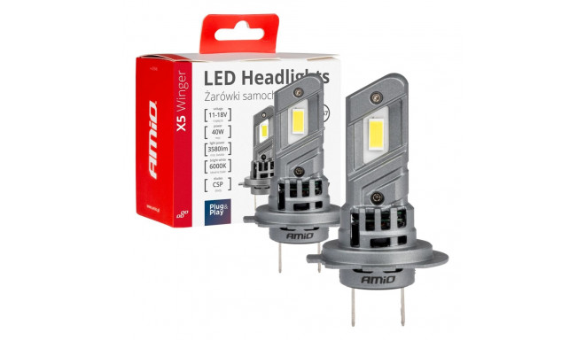 Żarówki led seria x5 winger h7 h18 6000k canbus amio-03946