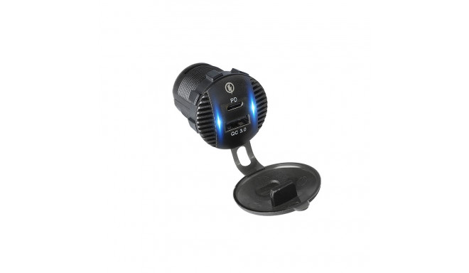 75-698# Paigaldatav auto laadija usb+usb-c m18b