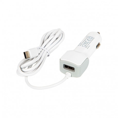 75-729# autolaadija kaabel usb-c + pesa usb-a 5v 2.1a 12v-24v d21c