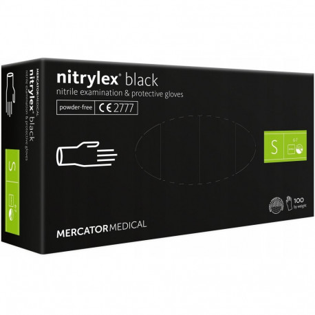 Rękawice nitrylowe czarne mercator nitrylex black rozmiar s 100 szt.