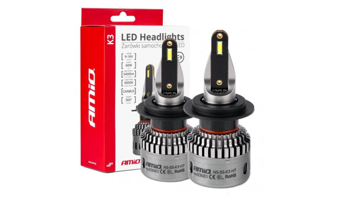 Żarówki samochodowe led seria k3 h7 12v 6000k canbus amio-03683