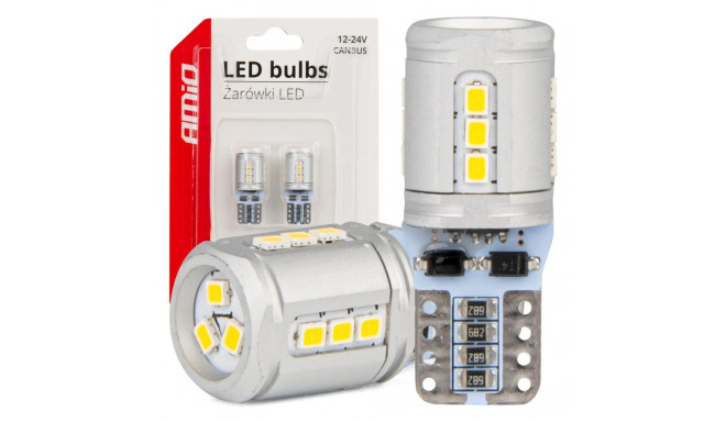 Żarówki led canbus t10e w5w 15x2016 smd white 12v 24v amio-03723