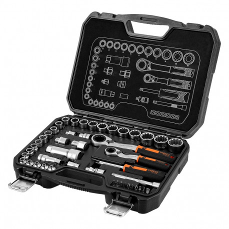 läbivõtmete komplekt 1/4", 3/8", 46 tk, CrV