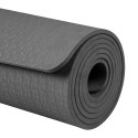 Mata gimnastyczna do ćwiczeń joga, pilates, fitness, 183x61cm, grubość 6mm, materiał TPE, czarna, RE