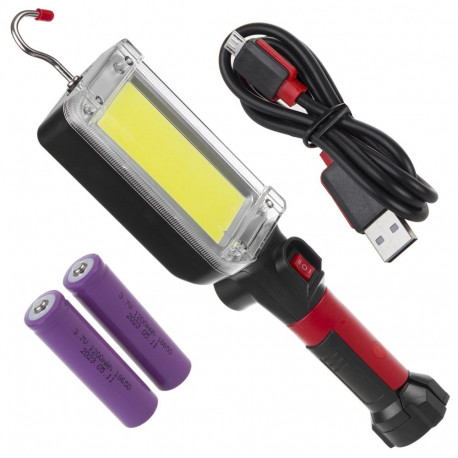 Lampa warsztatowa magnetyczna COB Maclean, 2x1200mAh, 700lm, USB Typ-C/Micro USB, MCE307