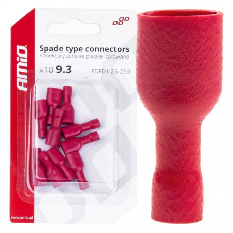 Konektory izolowane żeńskie płaskie 6.6mm 0.5-1.5mm2 10a 10 szt. amio-03063
