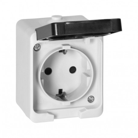 AQUATIC MINI üksik pistikupesa 2P+Z IP54, valge-must
