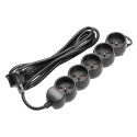 5-kordne pikendusjuhe 2P+Z, 1,5m H05VV-F 3x1,5mm2, Imax=16A, lame pistik, must