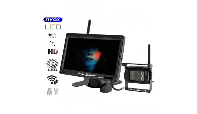Autolcd-monitor 7-tolline 12/24V ja öövaatlusega kaamera