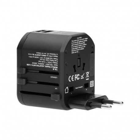 Go World USA/UK/EURO/AUS reisipistikadapter (USB 5V, 2,4A)