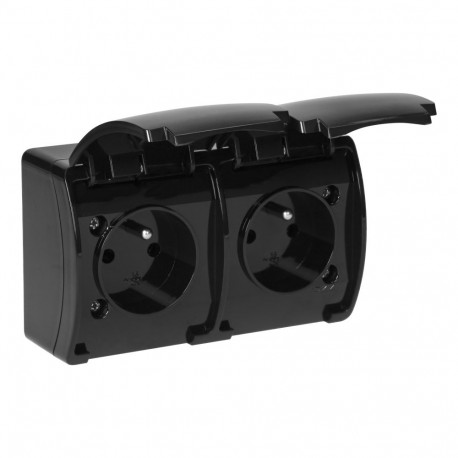 AQUATIC topeltpistikupesa 2x2P+Z IP44, must
