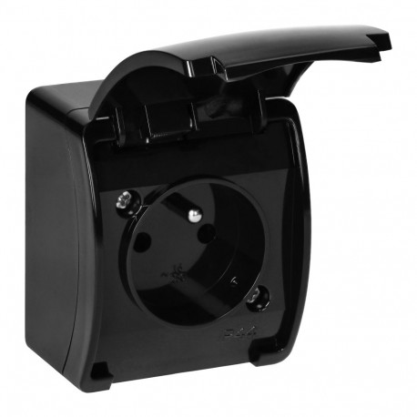 pojedik pistikupesa 2P+Z AQUATIC, IP44, must