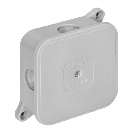 Puszka n/t ECO, IP44, 400V, 4 kummist kaabli läbiviiku, 85x85x35mm, hall