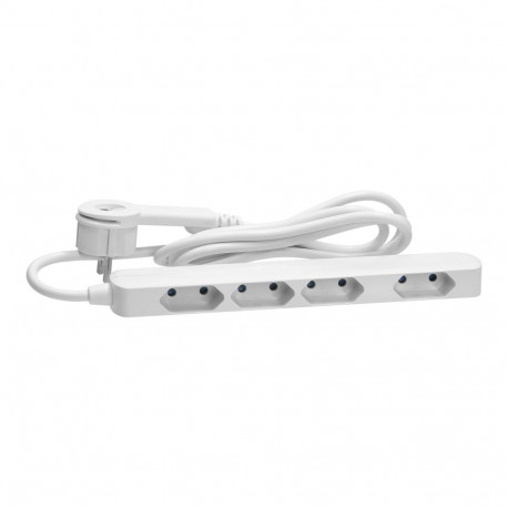Pikendusjuhe 4 pesa 2P/II lame pistik 2x1mm² 2500W 1,4m, valge