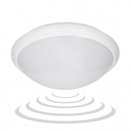 BREVA laevalgusti mikrolaine liikumisanduriga, 60W, E27, IP44, piimjas polükarbonaat