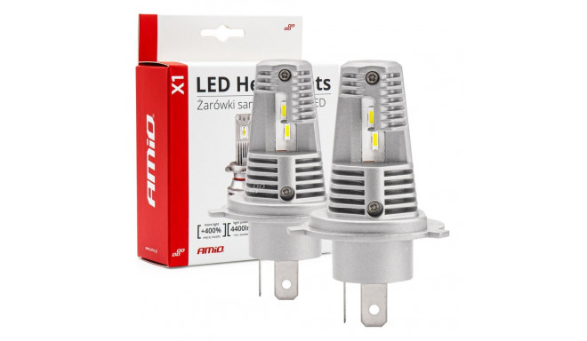 Żarówki samochodowe led seria x1 h4/h19 6500k canbus amio-02965