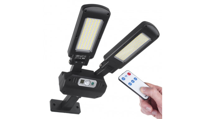 Solaarne LED tänavavalgusti liikumisanduri ja puldiga Maclean IP54, 5W, 2x450lm, 6500K, Li-ion 2400 