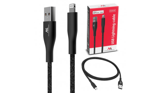 USB-Lightning kaabel MFi Apple (Made for iPhone / iPod / iPad) Maclean, 2.4A, 1m, must, MCE845B
