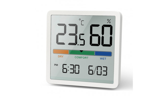 Termomeeter/hügromeeter kella ja kuupäeva funktsiooniga, GreenBlue, CR2032 patarei, temperatuuri vah