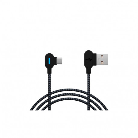 66-157# Przyłącze usb 2.0 a - usb-c 1,5m kątowe plecionka led czarne