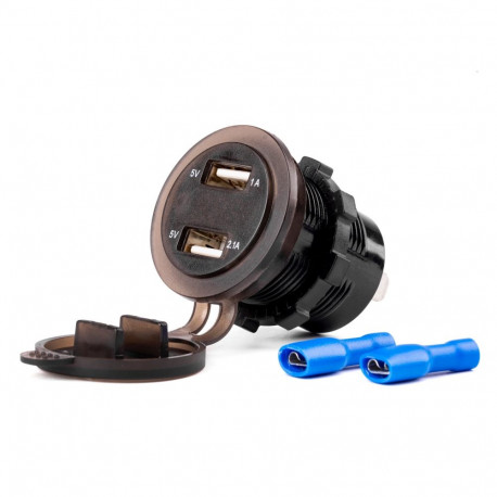 Veekindel laadija pesade ja pingetesteriga 2x usb 12v 24v mod-06 amio-02856