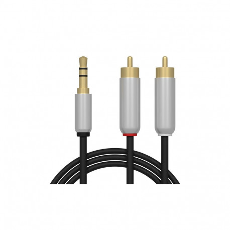 91-290# Przyłącze wtyk 3,5st-2xrca 1,5m metal