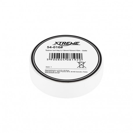 54-016# isoleerteip kleebitav 0,13mm/15mm/10m – valge (10 tk.)