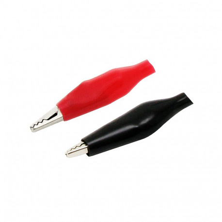 96-703# keskmine isoleeritud krokodillklamber 51mm must/punane 2 tk. (50 tk.)