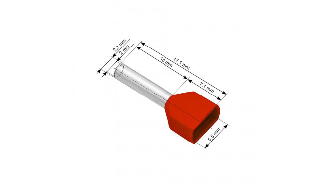 43-086# Konektor izolowany tulejka 2x1,0/10 czerwona