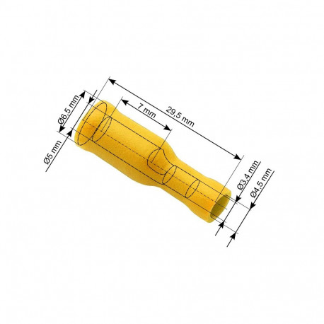 43-051# Konektor izolowany gniazdo 5,0/24,5mm żółty 100szt.