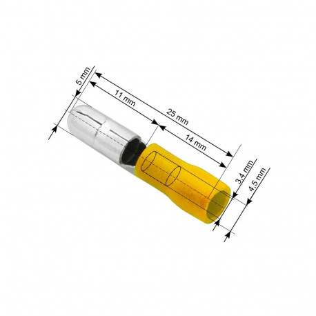 43-047# Konektor izolowany wtyk 5,0/25mm żółty 100szt.