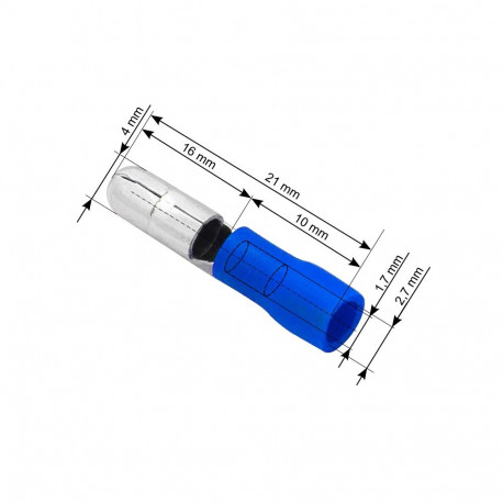 43-045# Konektor izolowany wtyk 4,0/21mm niebieski 100szt.