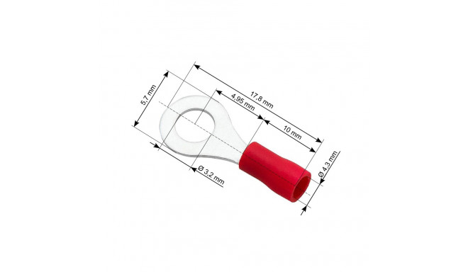 43-009# Isolatsiooniga silmusklemm kruvi 3,2 kaabel 4,3mm