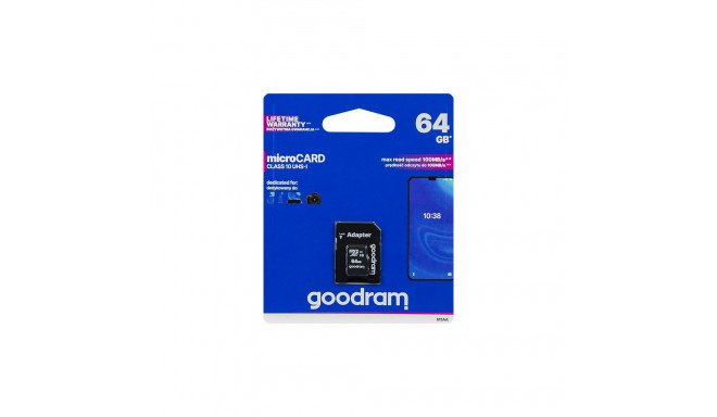 66-226# Goodram UHS-I microSDXC 64GB + SD adapter CL10 mälukaart