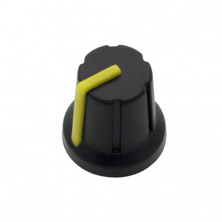 8687# potentsiomeetri nupp n-1 võll 6mm kollane 16mm (20 tk.)