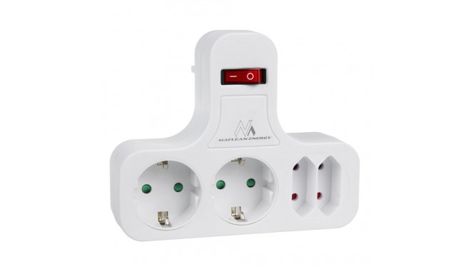 Maclean neljakordne lülitiga, stabiliseeriva jalaga schuko-tüüpi pistikupesa, 2x2.5A, 2x16A, MCE224G