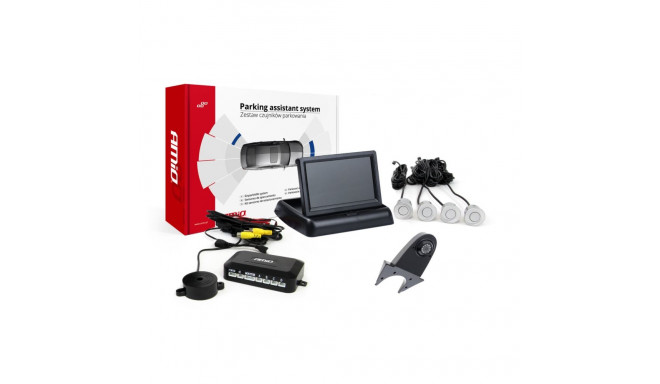Parkimisandurite komplekt tft02 4,3" kaameraga hd-502-ir 4 hõbedast andurit