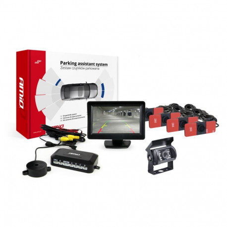 Parkimisandurite komplekt TFT01 4,3" koos kaameraga HD-501-IR 4 musta andurit sisemine
